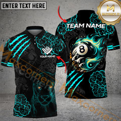 Maxcorners Billiard Flaming Panther 8 Ball-Pool Multicolor Customized Name, Team Name 3D Shirt
