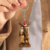 Maxcorners Personalized Acrylic Deer Christmas Ornament - Funny Buck with Santa Hat Drinking Beer by Urinal Holiday Decor LM0411