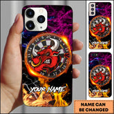 Maxcorners Darts Angry Bull Fire Lightning Team Logo Personalized Name 3D Phone Case