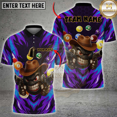 Maxcorners Billiard Ball 8 Funny Multicolor Options Personalized Name, Team Name 3D Polo Shirt (4 Colors)