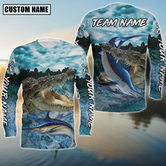Maxcorners Marlin Fishing Predator'S Grip Angler Sun Protection Personalized Name, Team Name 3D Long Sleeve Shirt