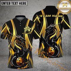 Maxcorners Custom Yellow Dragon Bowling Jerseys, Dragon Bowling Men Polo Shirts Bowling League Shirt