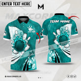 Maxcorners Bowling & Pins Flaming Sport Jersey Multicolor Option Customized Name, Team Name 3D Polo Shirt (4 Colors)