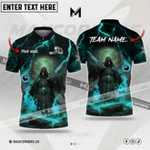 Maxcorners Billiards Ball 8 Skull Thunder Lightning Multicolor Option Personalized Name 3D Polo (4 Colors)