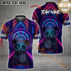 Maxcorners Darts Bear Neon Personalized Name 3D Unisex Shirt