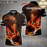 Maxcorners Dragon-Themed Ball Flame Bowling Jersey Multicolor Option Customized Name, Team Name 3D Polo Shirt