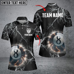 Maxcorners Ball 8 Pool Thunder Lightning Billiard Jersey Personalized Name, Team Name 3D Polo Shirt