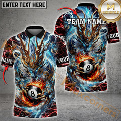 Maxcorners Billiard Mystic Storm Dragon 8-Ball Multicolor Personalized Name, Team Name 3D Shirt