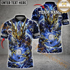 Maxcorners Billiard Mystic Storm Dragon Yin Yang Multicolor Personalized Name, Team Name 3D Shirt