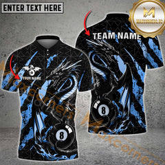 Maxcorners Billiard Golden Fury Dragon with 8-Ball Multicolor Personalized Name, Team Name 3D Shirt