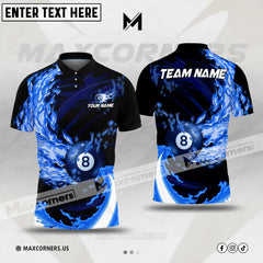 Maxcorners Billiards Ball 8 Rainbow Color Personalized Name, Team Name 3D Polo Shirt