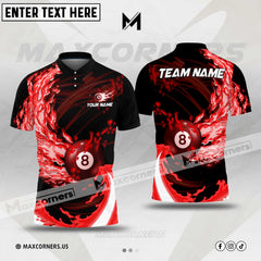 Maxcorners Billiards Ball 8 Rainbow Color Personalized Name, Team Name 3D Polo Shirt