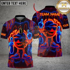 Maxcorners Bowling Neon Fire Mascot Multicolor Customized Name Team Name 3D Shirts