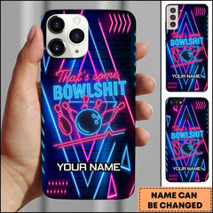 Maxcorners Bowling Neon Quote That’s Some Bowlshit Funny Sign Personalized Name 3D Phone Case
