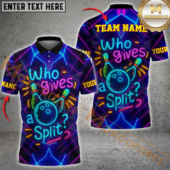 Maxcorners Bowling Who Gives a Split? – Funny Neon Personalized Name 3D Unisex Shirt