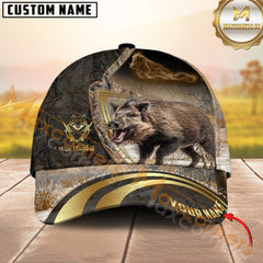 Maxcorners Golden Hunting Camouflage Personalized Name 3D Cap (Deer/Moose/Boar/Duck)