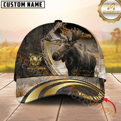 Maxcorners Golden Hunting Camouflage Personalized Name 3D Cap (Deer/Moose/Boar/Duck)