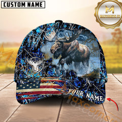 Maxcorners Cross America Hunting Moose Crack Camo Pattern Multicolor Option Personalized Cap