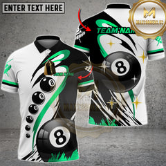 Maxcorners Billiard Classic 8-Ball Black & White Multicolor Customized Name, Team Name 3D Shirt