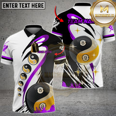 Maxcorners Billiard Classic Yin-Yang 8 & 9 Ball Black & White Multicolor Customized Name, Team Name 3D Shirt