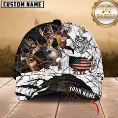 Maxcorners Personalized American Flag Forest Camo Deer Hunting 3D Cap, Perfect Gift for Hunter