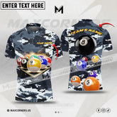 Maxcorners Billiard Camo Multicolor Team Jersey Personalized Name, Team Name 3D Polo Shirt (4 Colors)