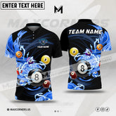 Maxcorners Billiard Flame Multicolor Personalized Name, Team Name 3D Polo Shirt (6 Colors)