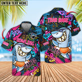 Maxcorners Funny Shark Graffiti Bowling Jersey Personalized Name, Team Name 3D Hawaiian Shirt