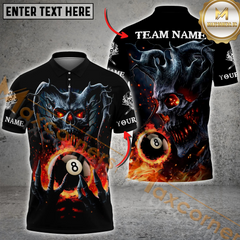Maxcorners Pool 8 Skull Flame Billiard Jersey Multicolor Options Personalized Name, Team Name 3D Shirt