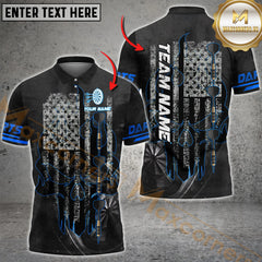 Maxcorners Darts Black USA 3 Arrow MutilColor Option Customized Name, Team Name 3D Polo Shirt