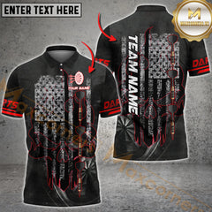 Maxcorners Darts Black USA 3 Arrow MutilColor Option Customized Name, Team Name 3D Polo Shirt