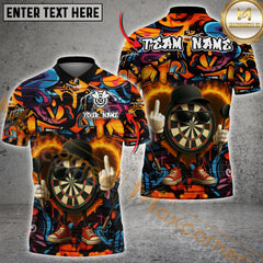 Maxcorners Darts Flaming Dartboard Attitude Graffiti Pattern Multicolor Customized Name, Team Name 3D Shirts