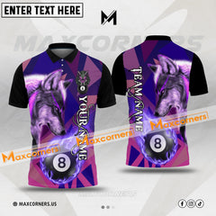 Maxcorners Billiard Ball 8 Wolf Personalized Name, Team Name 3D Polo Shirt