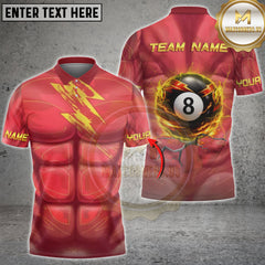 Maxcorners Billiards Lightning Muscle Power 8 Ball Personalized Name, Team Name 3D Shirt