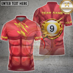 Maxcorners Billiards Lightning Muscle Power 9 Ball Personalized Name, Team Name 3D Shirt