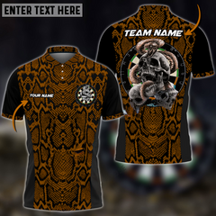 Maxcorners Darts Snake And Skull Mutilcolor Options Personalized Name, Team Name 3D Polo Shirt