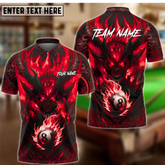 Maxcorners Billiard Ball 8 Lucifer Devil Multicolor Options Personalized Name, Team Name 3D Polo Shirt (6 Colors)
