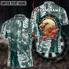 Maxcorners Darts American Patriot Eagle Camo Multicolor Option Customized Name, Team Name 3D Polo Shirt