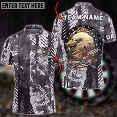 Maxcorners Darts American Patriot Eagle Camo Multicolor Option Customized Name, Team Name 3D Polo Shirt