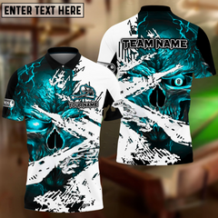 Maxcorners Billiard 8 Ball Inferno Skull Multicolor Options Personalized Name, Team Name 3D Polo Shirt