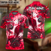 Maxcorners Billiard Ball 8 Flame Skeleton Multicolor Options Personalized Name, Team Name 3D Polo Shirt (6 Colors)