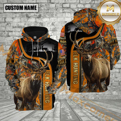 Maxcorners Premium Elk Hunting Camo Pullover 3D Full Print Hoodie Best Gift For Hunter