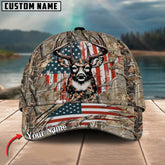 Maxcorners American Flag Vintage Hunting Deer Crack Camo Pattern Multicolor Option Personalized Cap