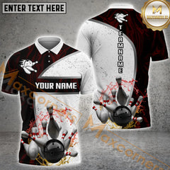 Maxcorners Ball And Pins Water Digital Bowling Jersey Multicolor Options Personalized Name, Team Name 3D Shirt