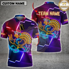 Maxcorners Bowling Turkey Hunter Neon Style Personalized Name, Team Name Unisex 3D Shirt