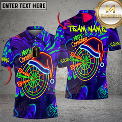 Maxcorners Darts Merry Christmas Neon Style Personalized Name 3D Unisex Shirt