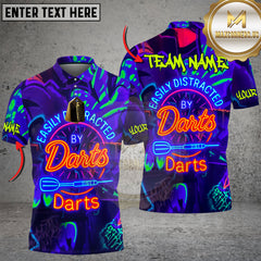 Maxcorners Darts Easily Distracted By Neon Style Personalized Name 3D Unisex Shirt
