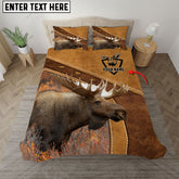 Maxcorners Custom Name Hunting Moose Leather Pattern Bedding Set 3D All Over Printed (2 Colors)