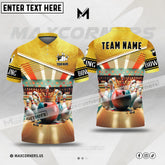 Maxcorners Bowling & Pins Paint Crown Pro Sport Jersey Multicolor Option Customized Name, Team Name 3D Polo Shirt (4 Colors)