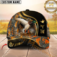 Maxcorners Golden Hunting Orange Camouflage Personalized Name 3D Cap (Deer/Moose/Boar/Turkey/Duck)